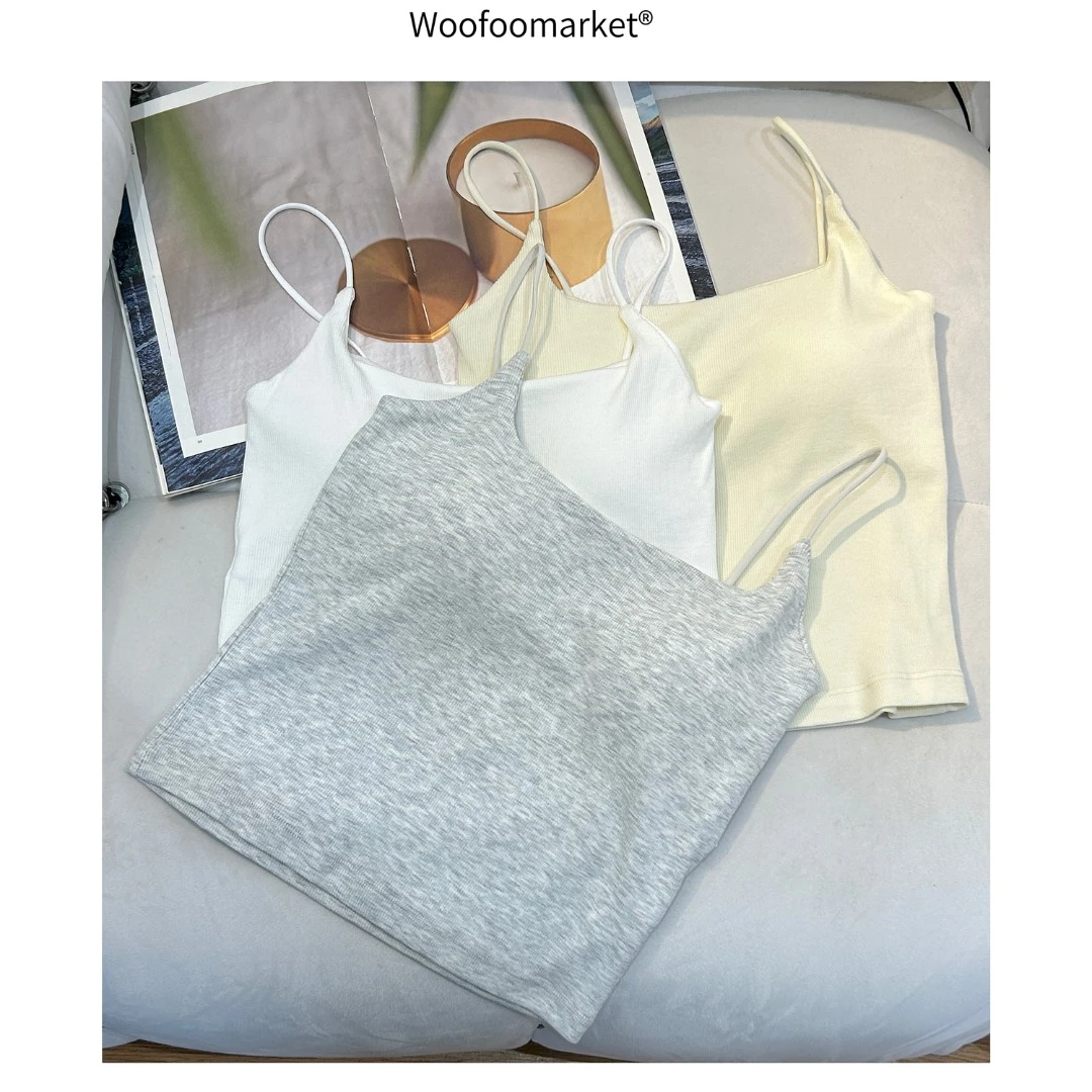 【是我的海】固定杯 细肩带打底小吊带女 TX148