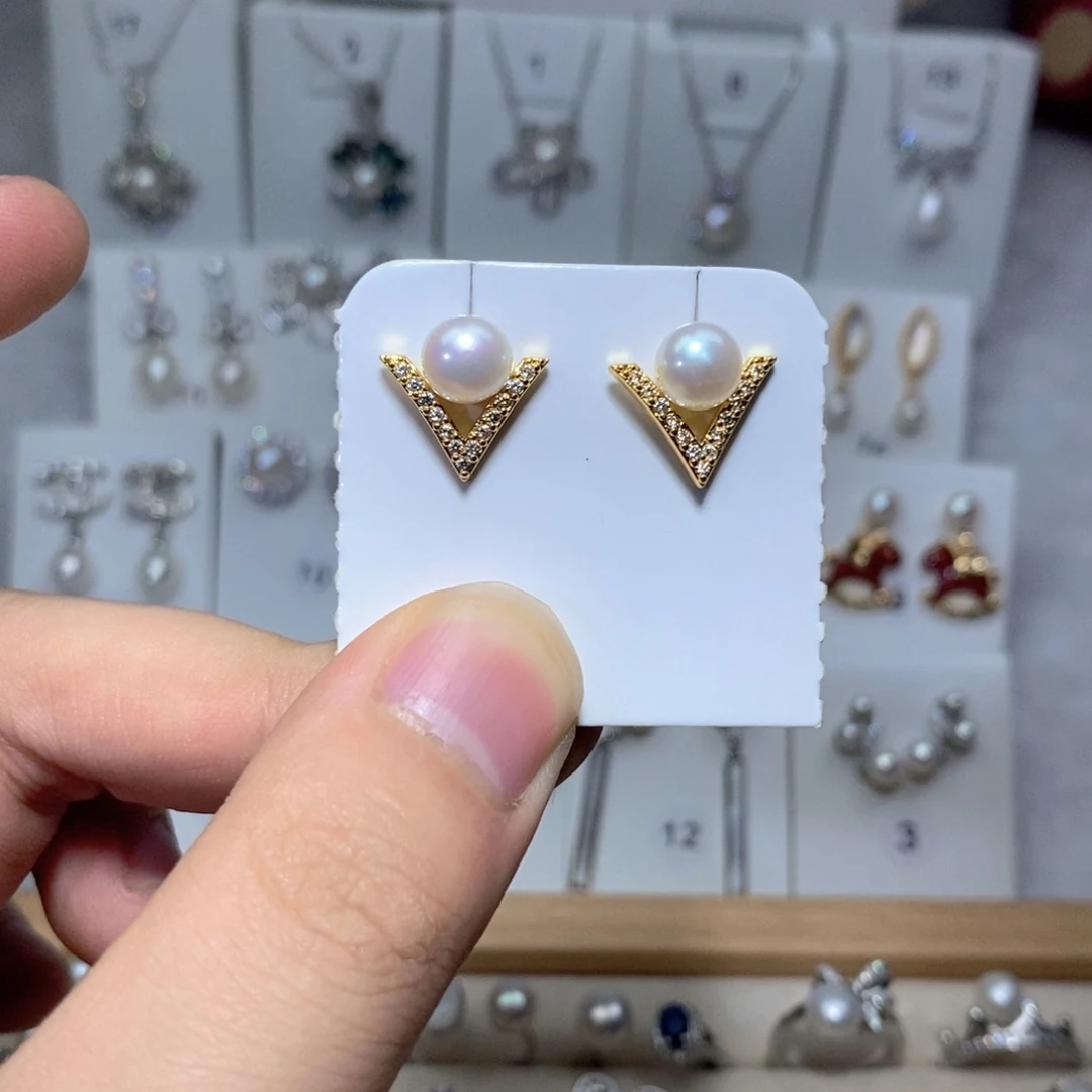 耳饰淡水珍珠银S925镶嵌