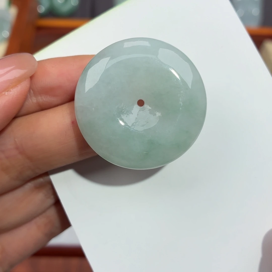 翡翠未镶嵌颈饰平安扣吊坠卡30/6.5