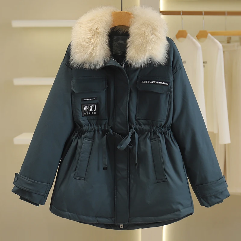 【伍莎-自营】毛领收腰显瘦百搭羽绒服#QZY38Y005