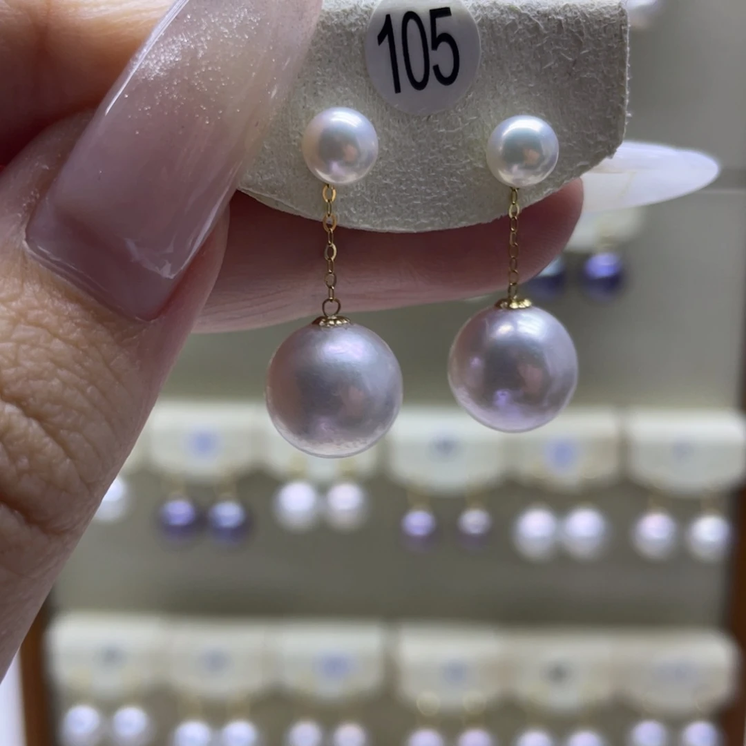 淡水珍珠耳饰18K金镶嵌