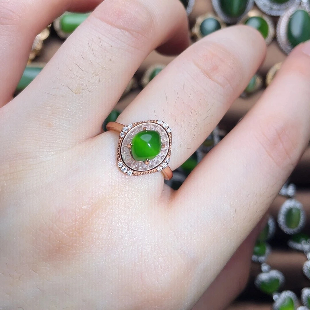 和田玉（碧玉）银S925镶嵌吊坠(不含链)