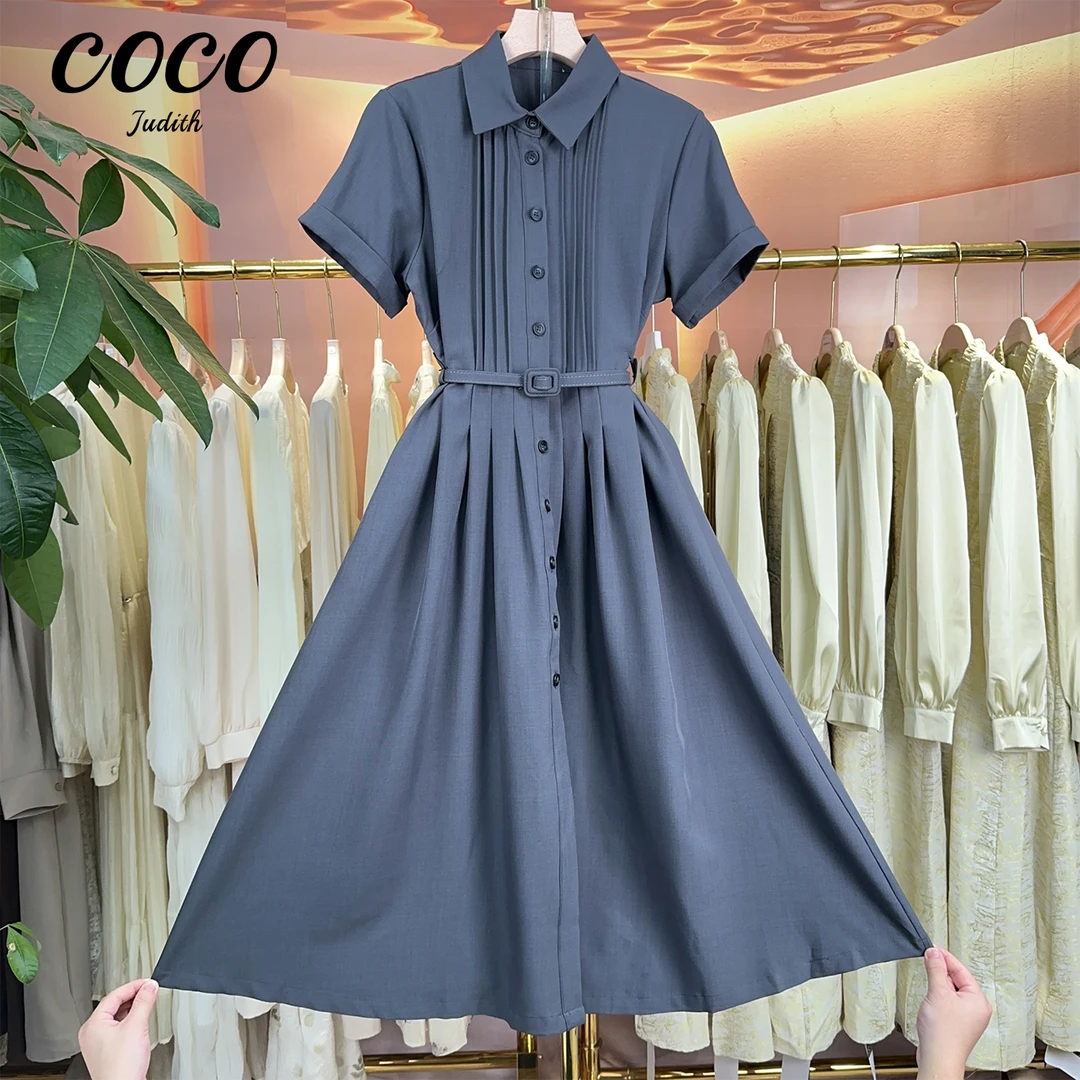 现货【RG1227】2025新款时尚高级感百搭减龄显瘦赫本风polo连衣裙