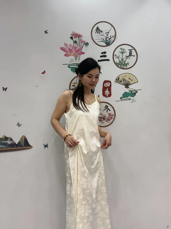 长裙无袖吊带提花性感夏季长款休闲连衣裙民族风夏季显瘦复古中式