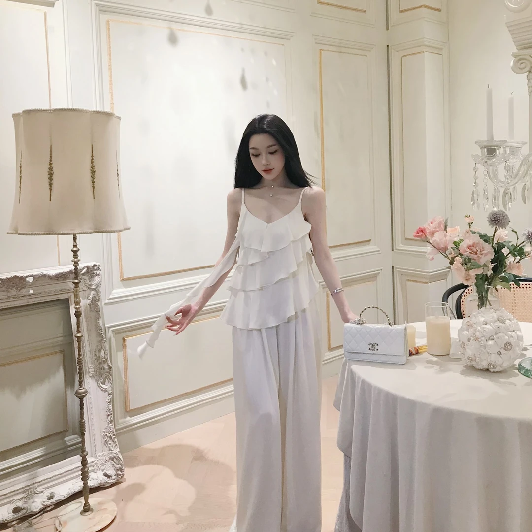 【书晚忘-长裤】休闲慵懒风垂感阔腿高腰显瘦设计感拖地裤极简百搭