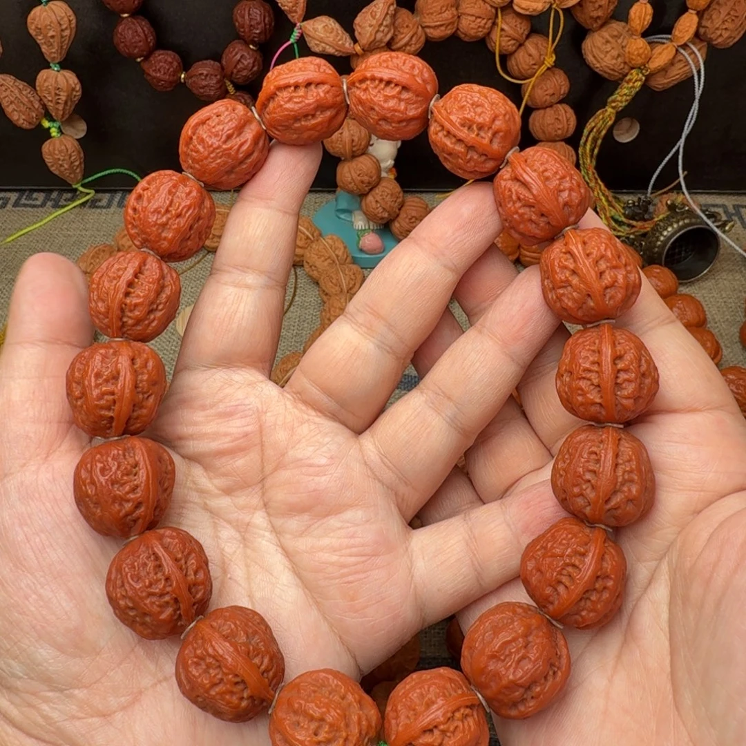 手串文玩核桃红皮粗筋八棱手持23