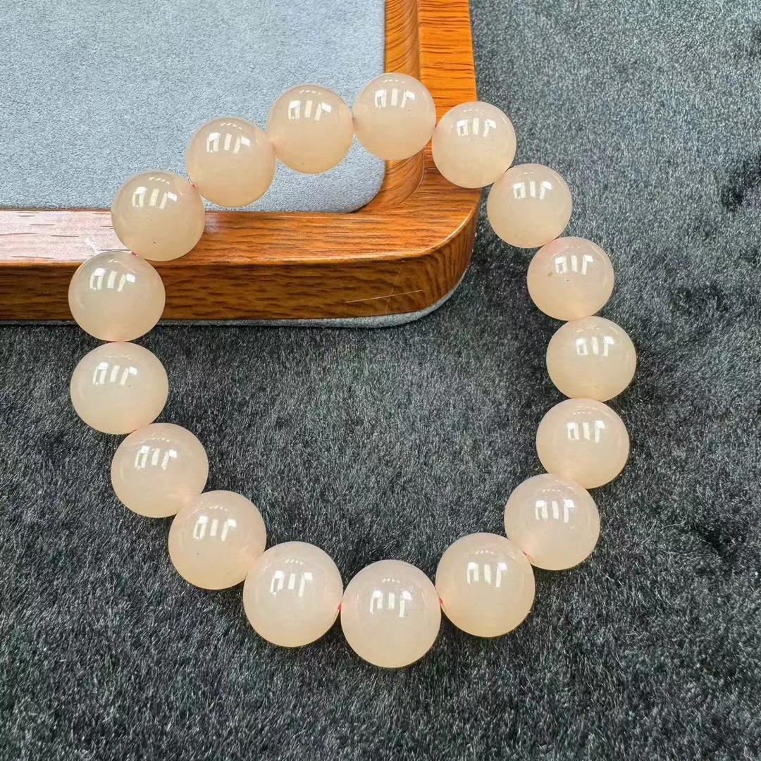 天然和田玉藕粉12mm手串多样性发一