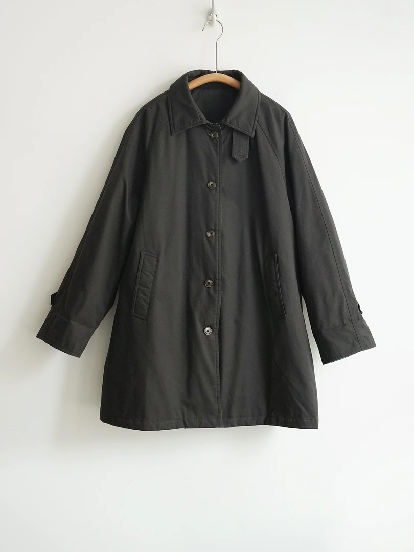 日系黑色风衣棉服中长款外套