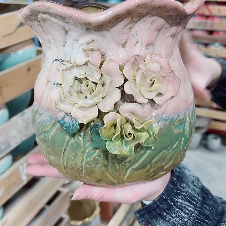 有孔，凑单福利满10元发货陶瓷多肉花盆！