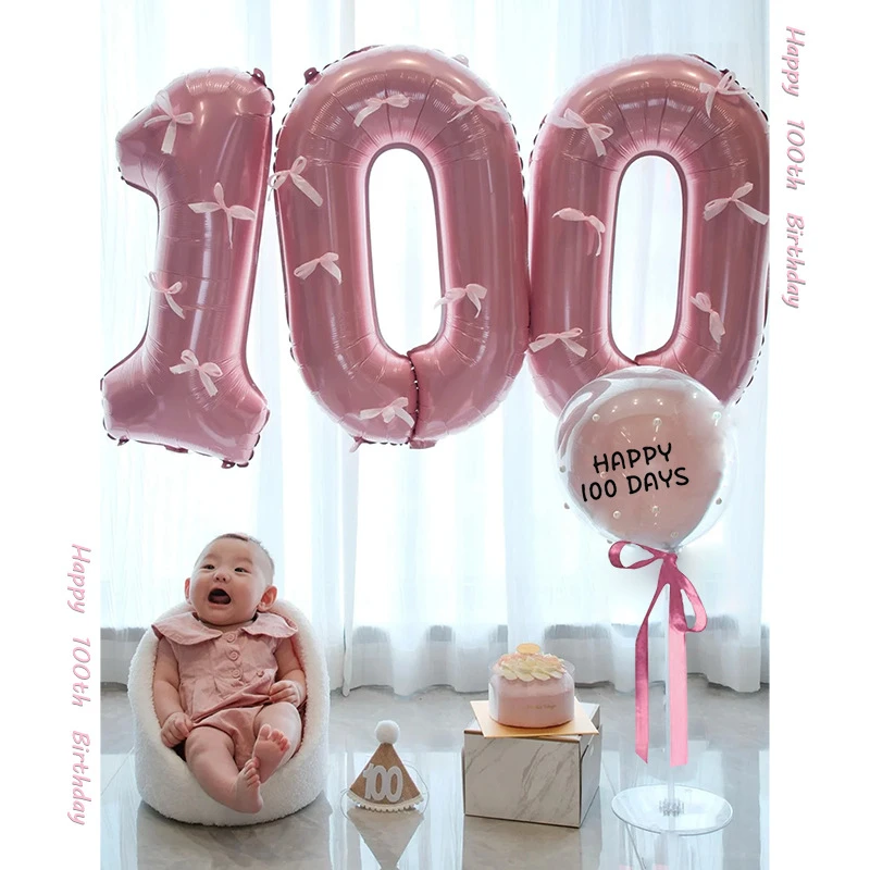 女宝宝100天满月百日宴装饰新生婴儿30数字气球拍照道具场景布置