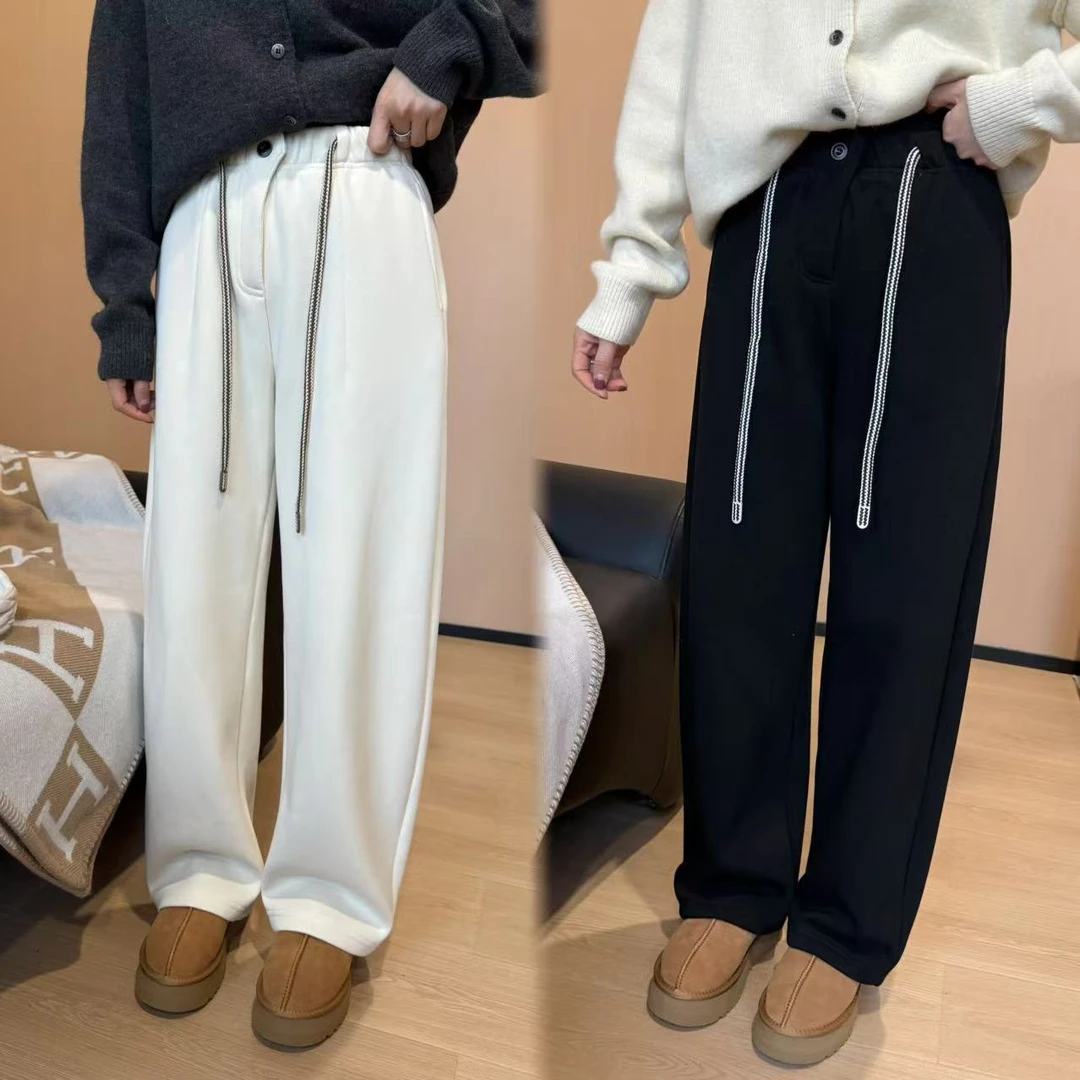 二姐的宝藏秋冬加绒加厚裤腿卫裤长裤设计感保暖休闲高腰裤#24462