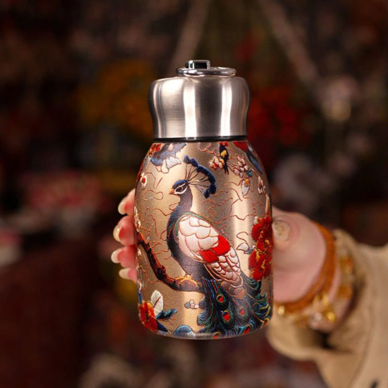 【新疆包邮】孔雀保温杯便携