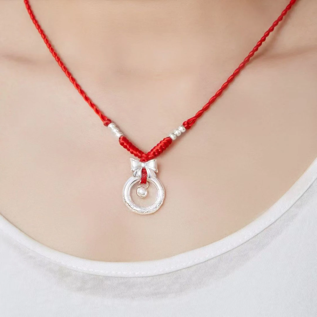 吊坠足银 足银999在逃公主手工编绳项链女学生送女友简约时尚百搭