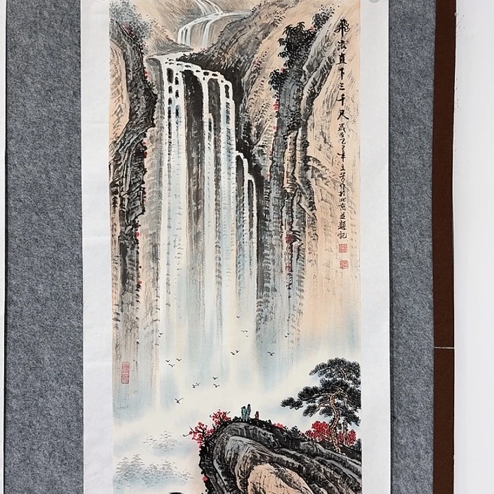 国画飞流直下三千山水画