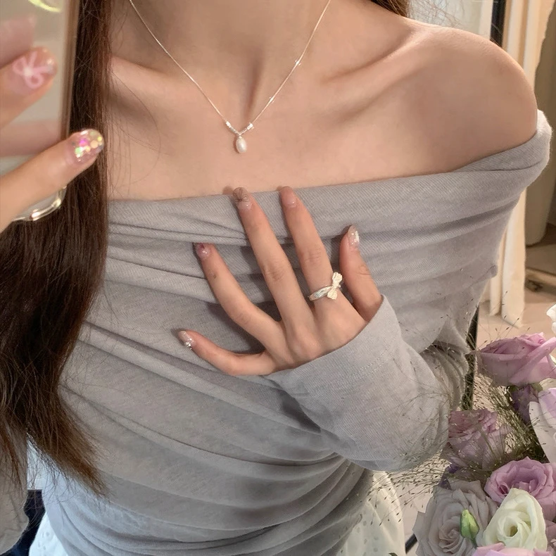 铜合金项链 X0006珍珠吊坠温柔百搭碎银珍珠简约气质小众高级感