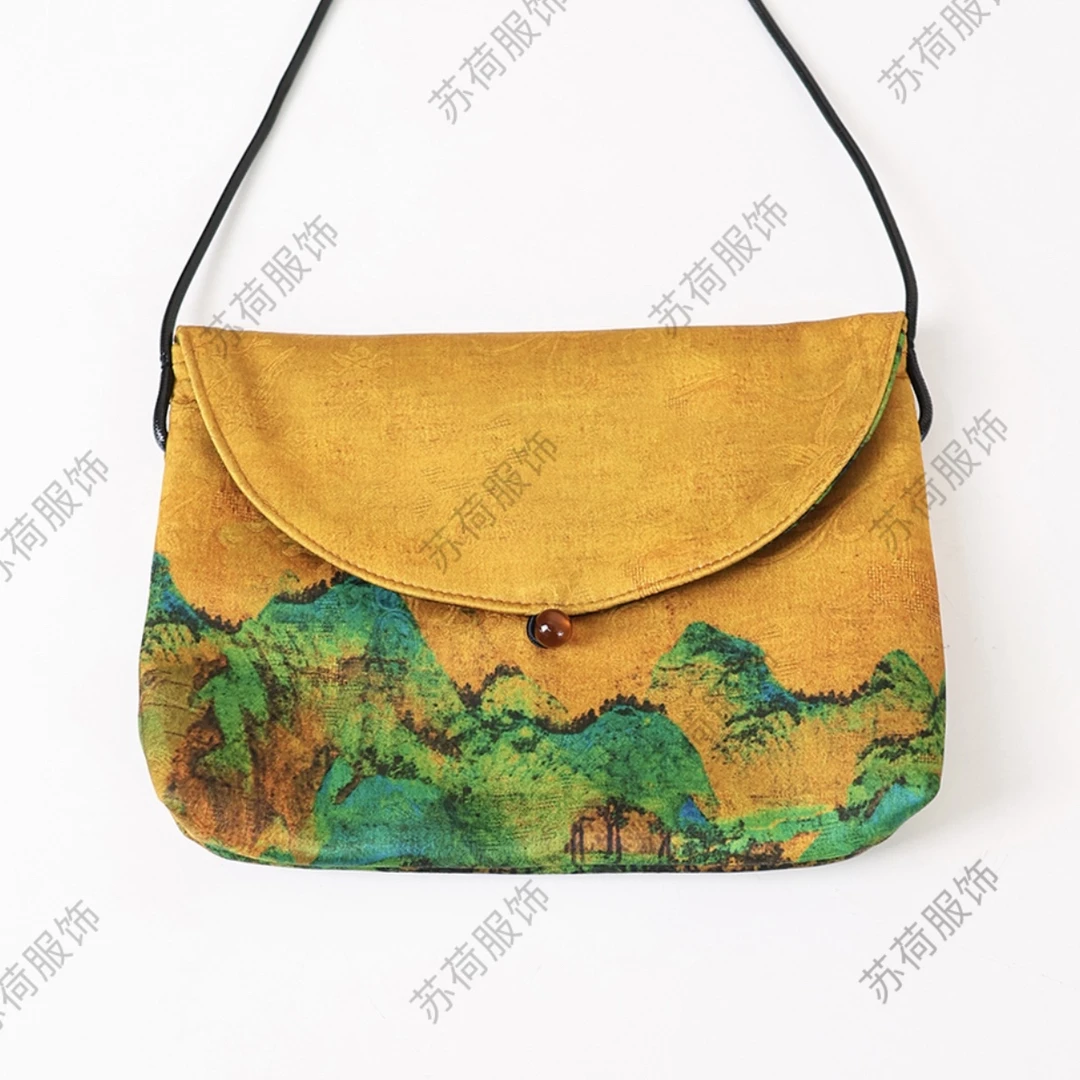 【新斜挎包 千里江山 】香云花萝中国风暗纹提花复古斜挎包女士包