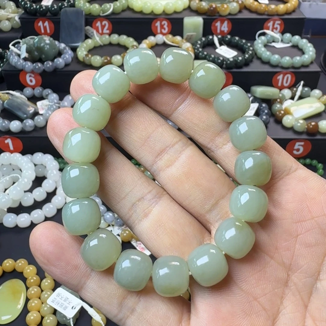 和田玉未镶嵌手链且末青白玉卡12 福利体验款 包容结构