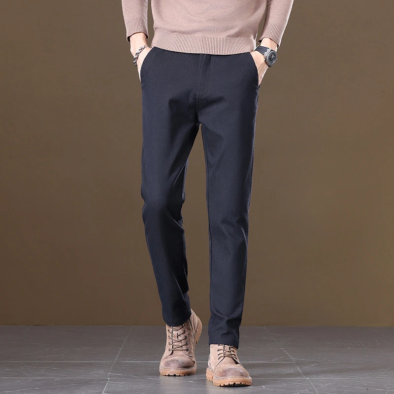 韩版轻奢高端通勤休闲裤男秋季修身小直筒纯男士170胖子男生裤子