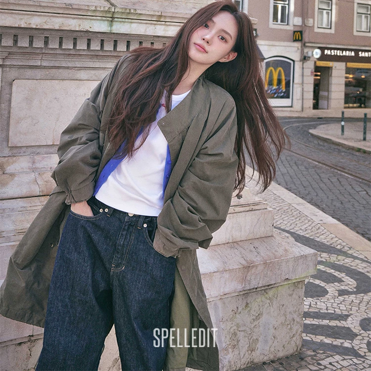 SPELLEDIT2025秋新品复古鱼尾工装外套中长款简约休闲时尚上衣女