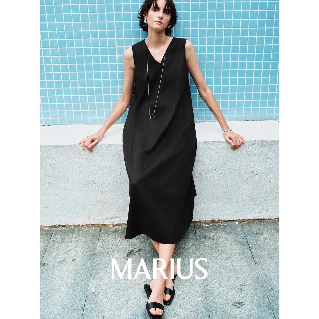 MARIUS“流浪裙”无袖舒适极简风纯色通勤百搭连衣裙