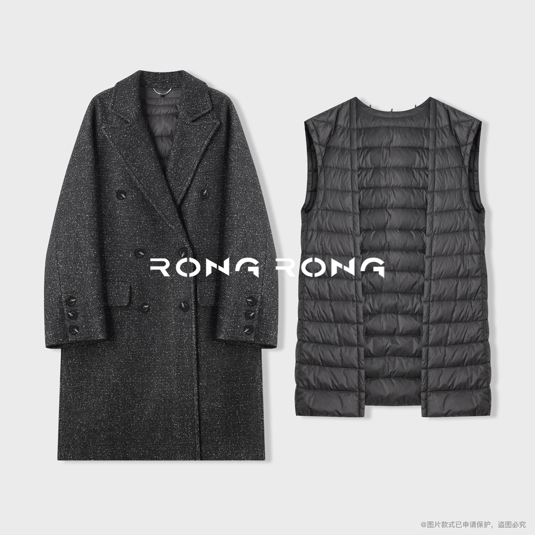 溶溶【人生大衣】RONG 90白鹅绒内搭+羊毛混纺小香外套ZGQ6W3308B