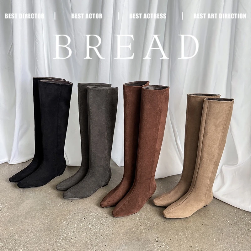 跟高5cm（含内增高4cm）34-40/秋冬新款简约百搭舒适平底直筒靴女