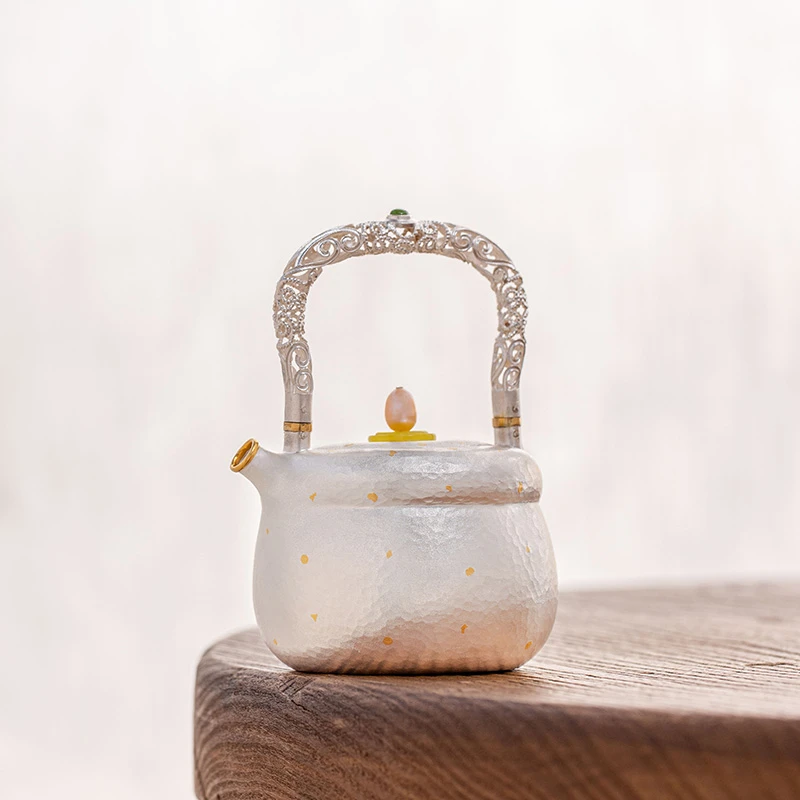 蜂鸟工坊素小姐镂空把珍珠钮洒金提梁小壶SXJA1010