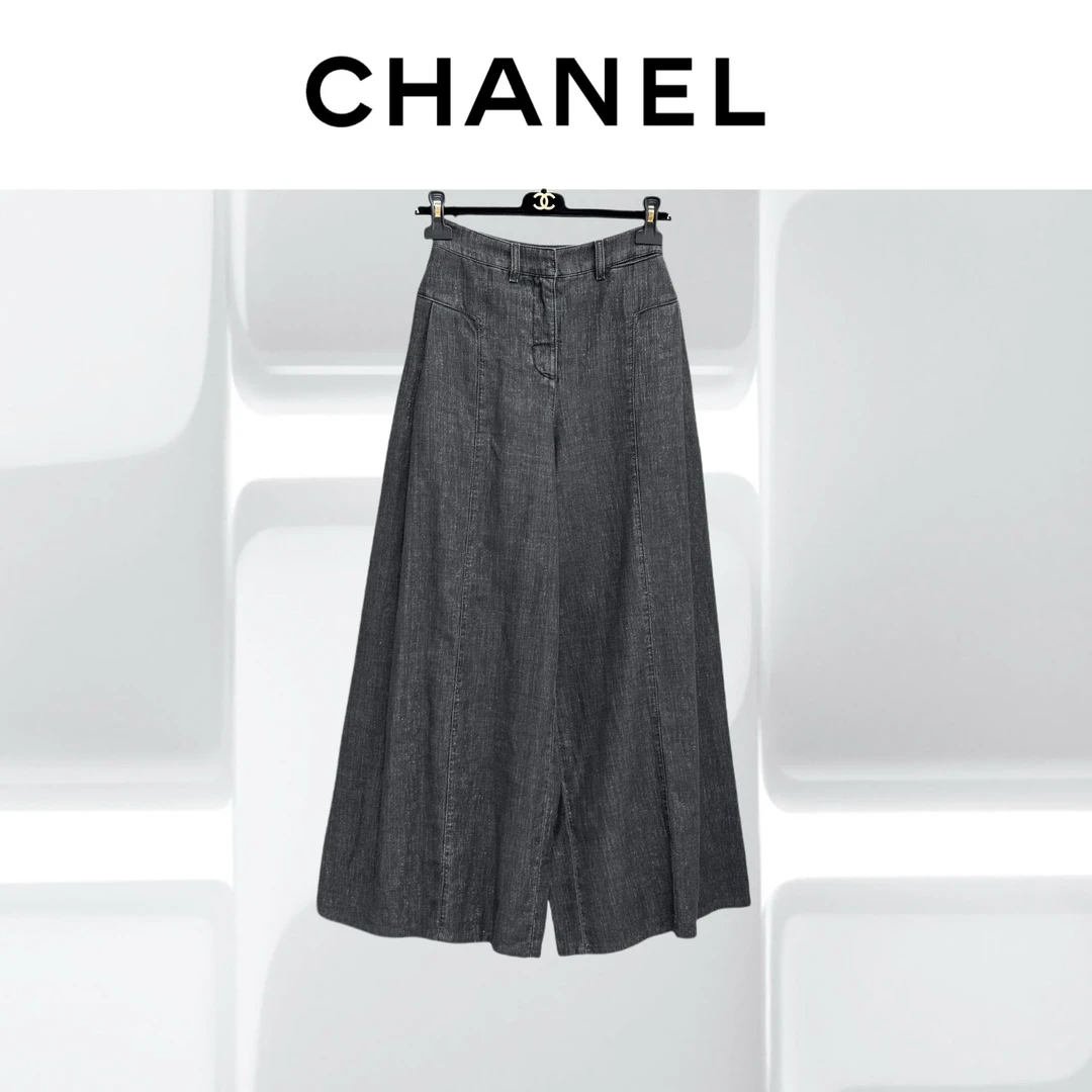 99新 Chanel/香奈儿 36码 黑金混色 牛仔 阔腿长裤