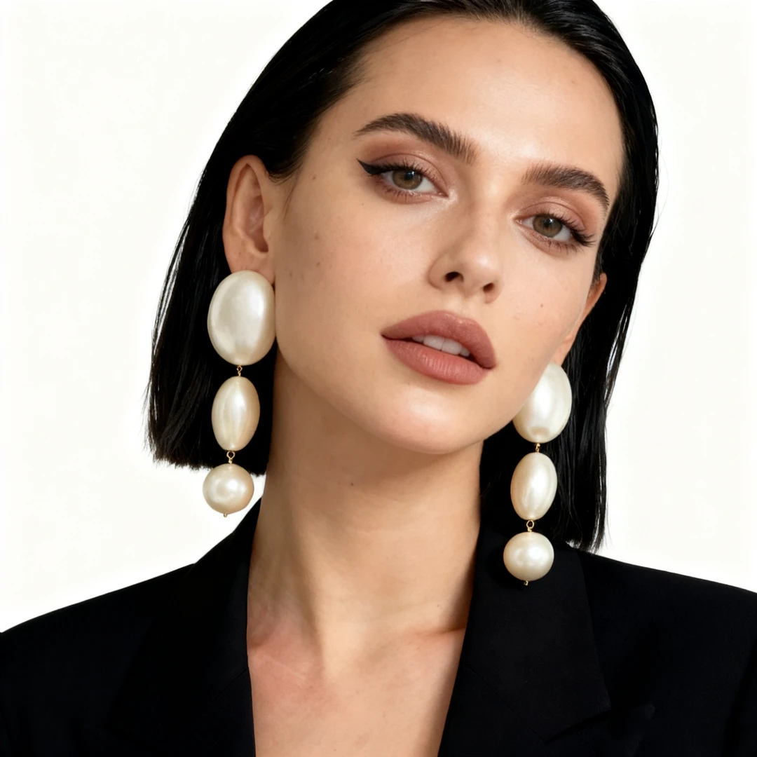 铜合金仿珍珠耳饰 法式优雅长款耳环轻奢小众设计感度假风而耳坠