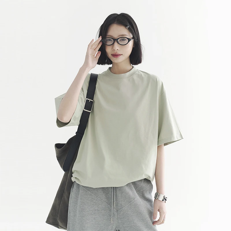 万有引力博物馆 纯色短袖T恤女夏季2025年新款宽松圆领上衣UPF50+