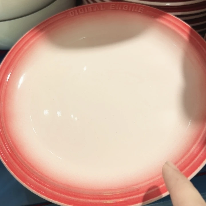 瓷片D9寸盘两个红色两个微瑕