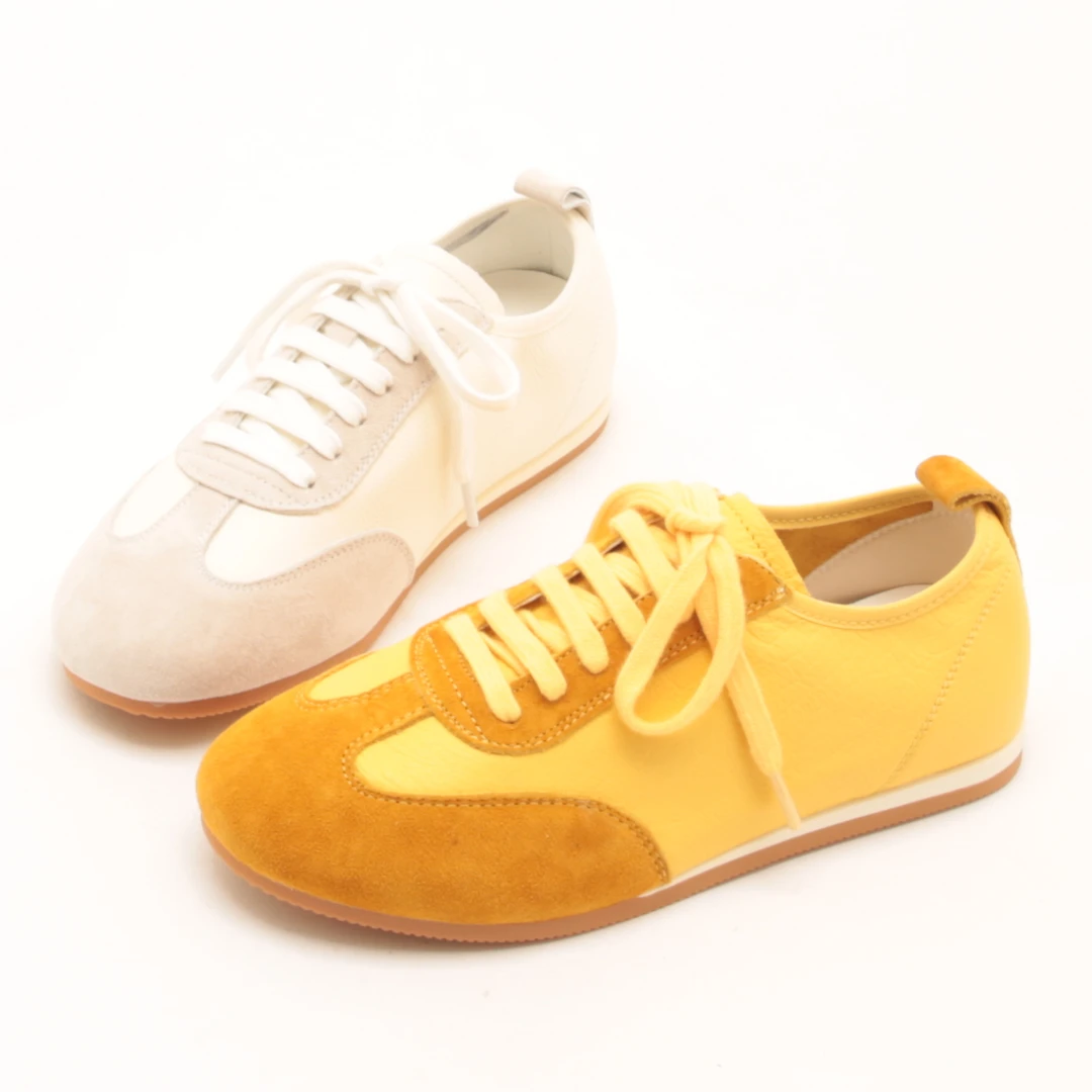 6326春季新款系带真皮舒适软底德训鞋女平底休闲百搭小白休闲鞋