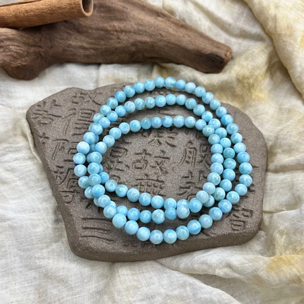 【海纹石】天然海纹石三圈手串