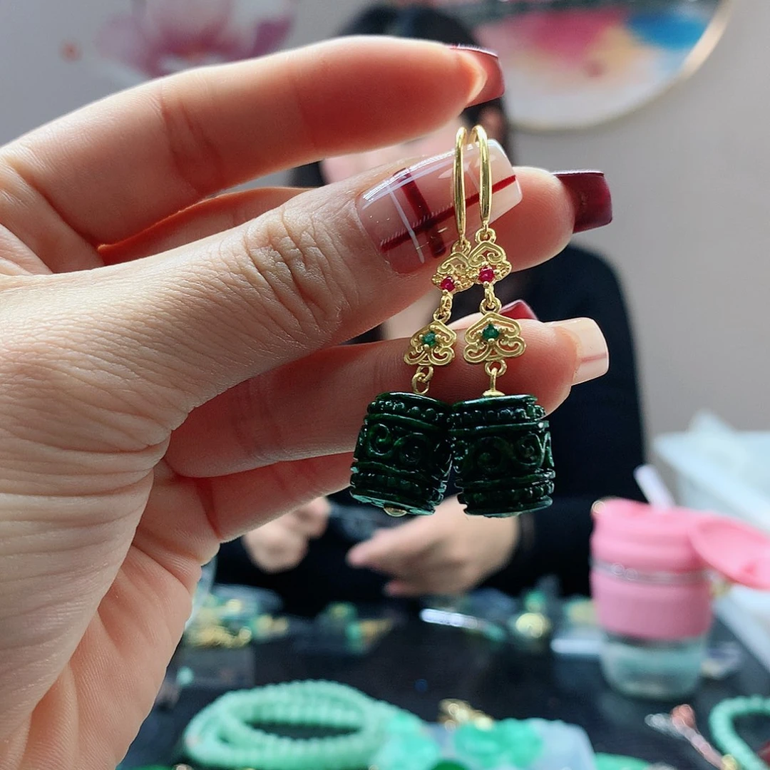 【闪购商品】翡翠耳饰银S925镶嵌，