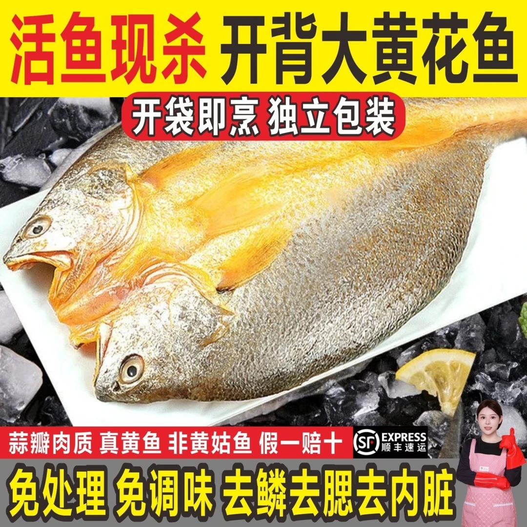宁德正宗黄鱼鲞新鲜三去黄花鱼开背大黄鱼鲜活海鱼免腌制送礼佳品