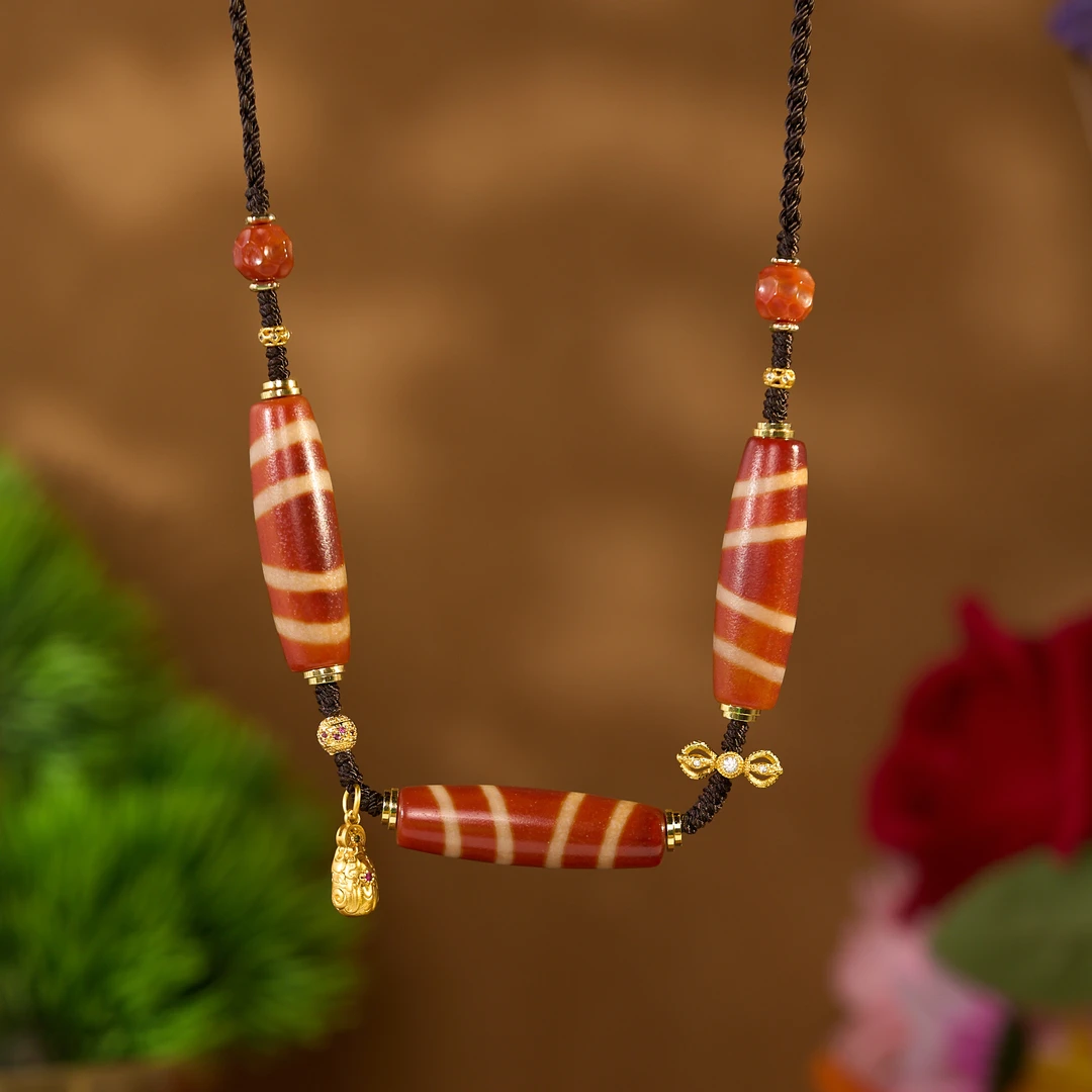 （一芳）红肉线线阵阵项链 一颗和三颗 Q5XWZ 多样性发一