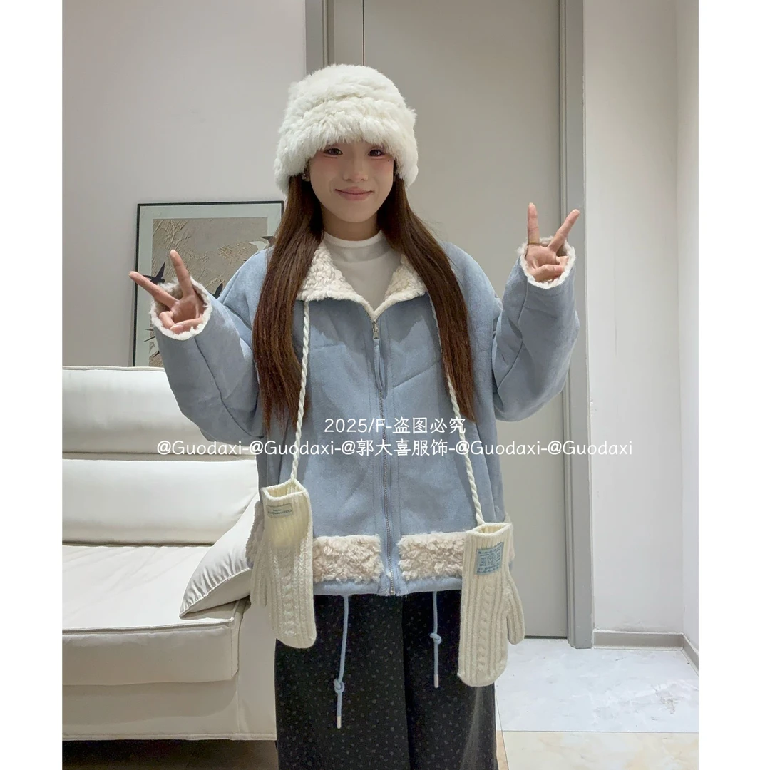 【洋气暖暖】冬季新款韩系休闲宽松百搭时尚显瘦两面穿短上衣