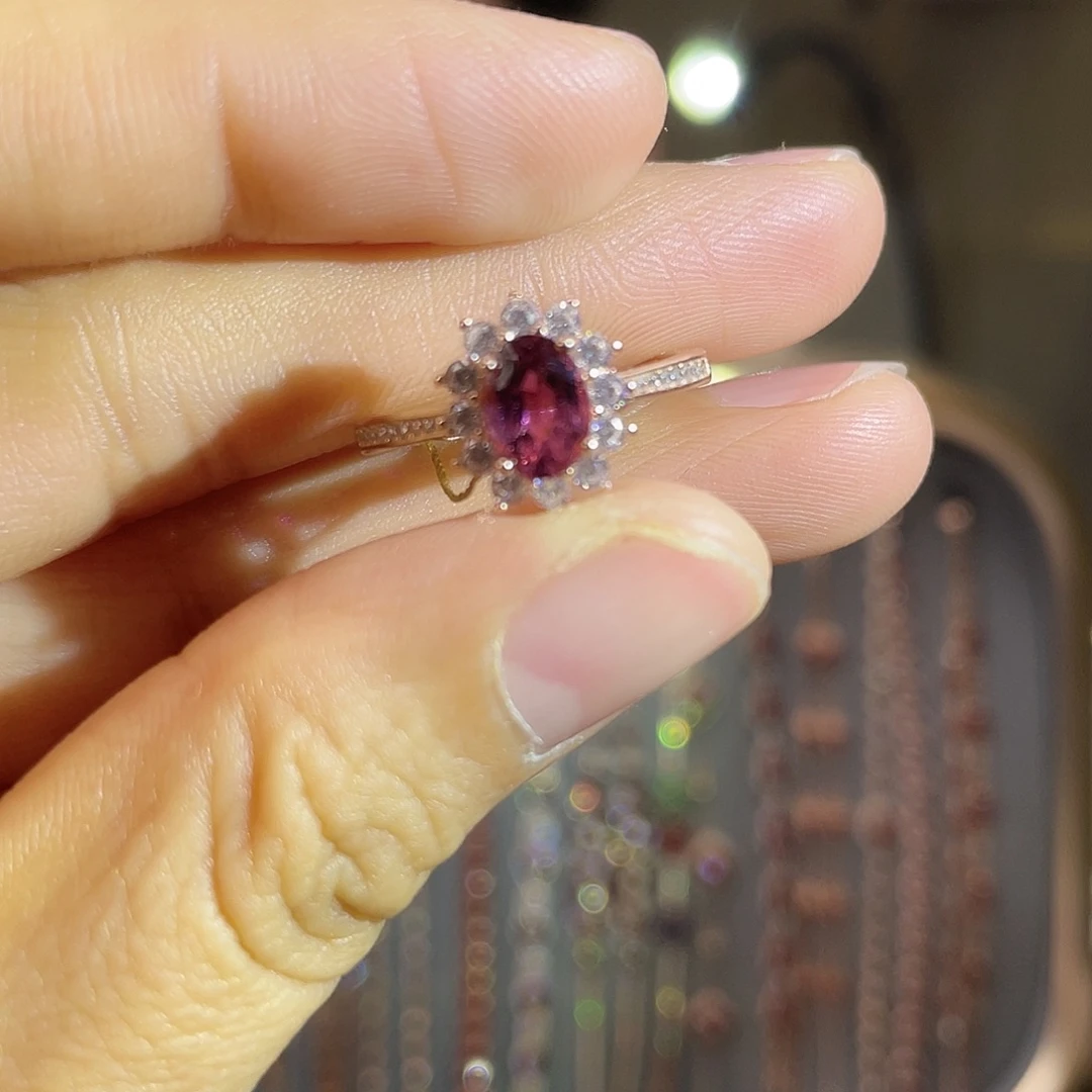 银S925镶嵌碧玺戒指