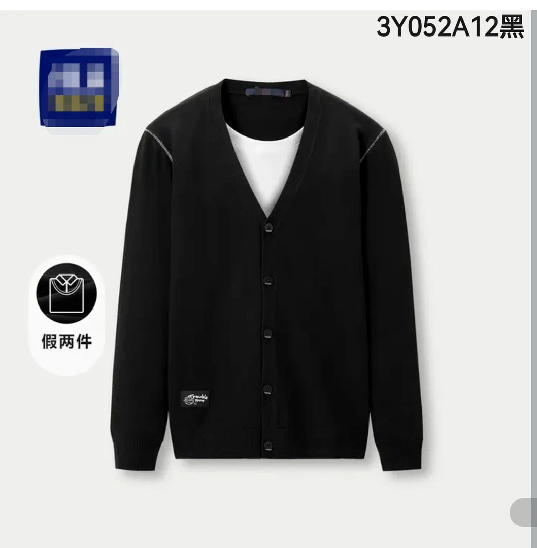 撤柜剪标男针织春秋长袖毛衣针织衫假两件