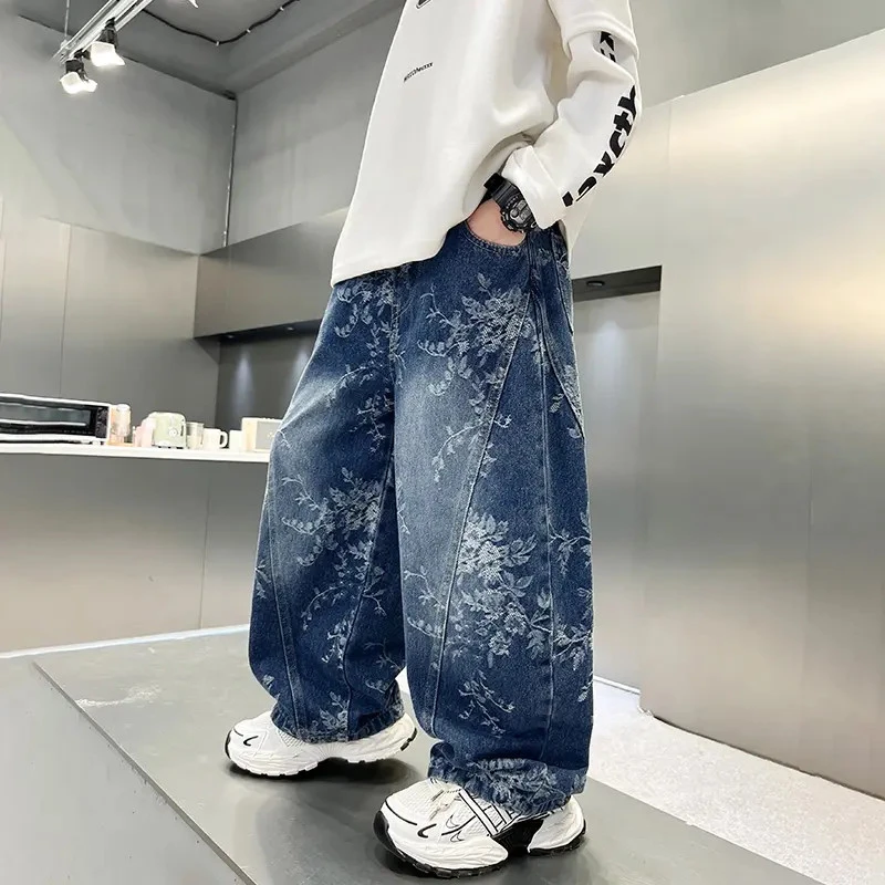 男童牛仔裤春秋款2025新款儿童秋装裤子中大童秋季长裤帅气时髦潮