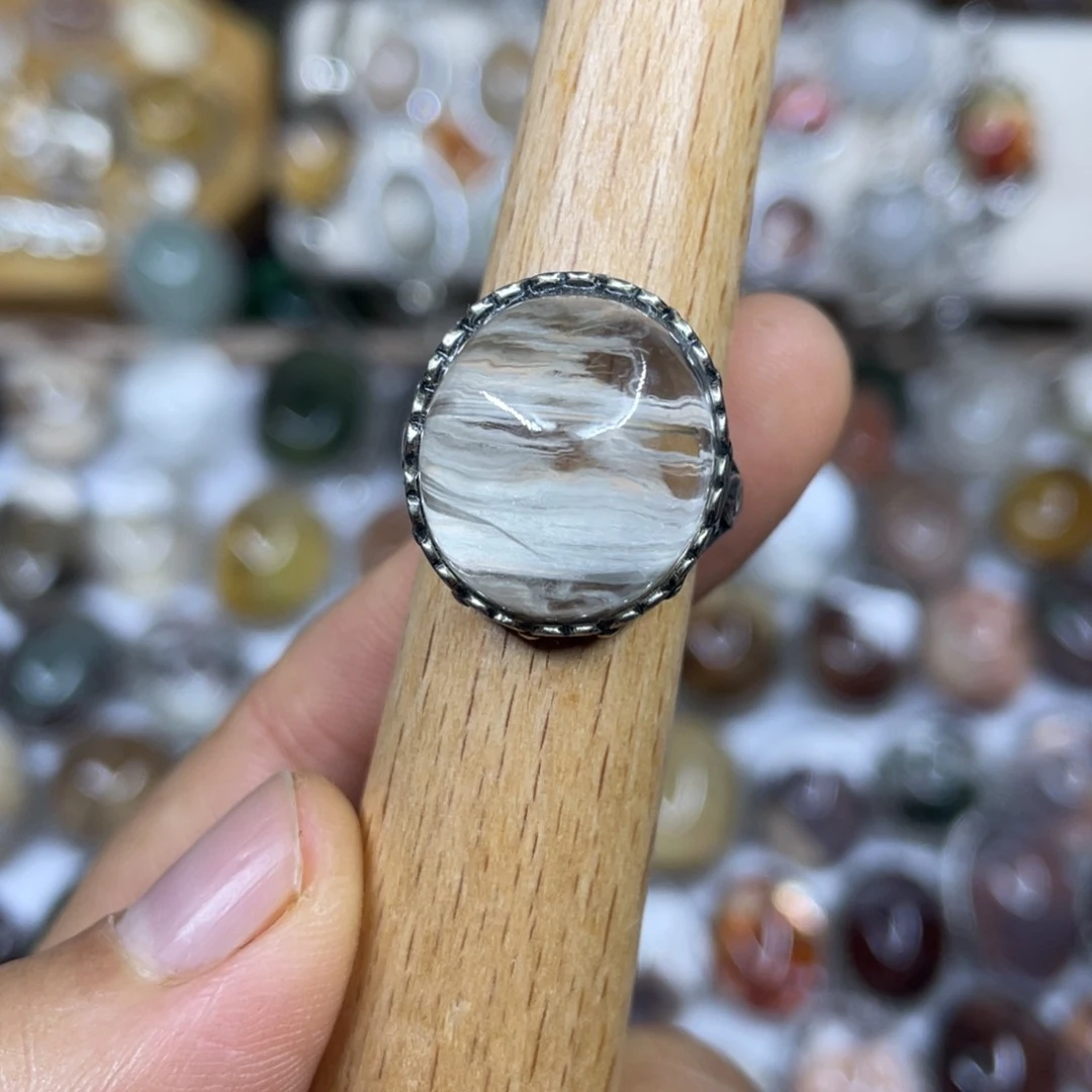 【闪购商品】银S925镶嵌珠宝半成品水晶戒指