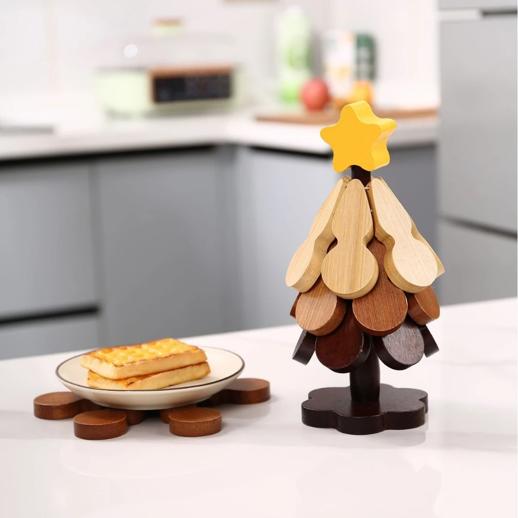 一棵树隔热垫实木杯垫家居桌面葫芦耐高温餐垫圣诞礼物锅垫摆餐具