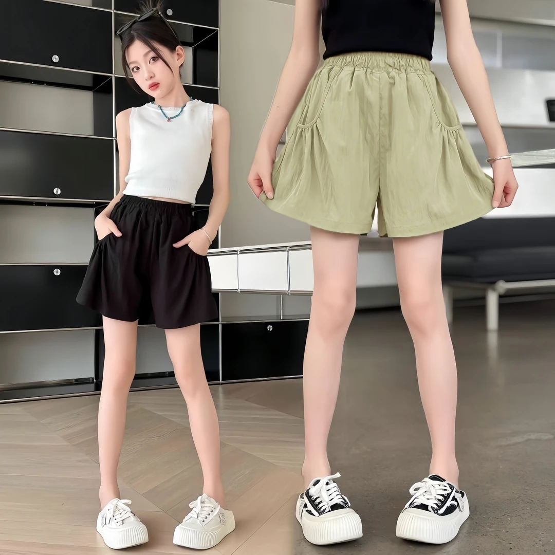 6-15岁女孩夏季轻薄宽松短裤2025新款中大童沙滩裤女童凉爽裙裤夏