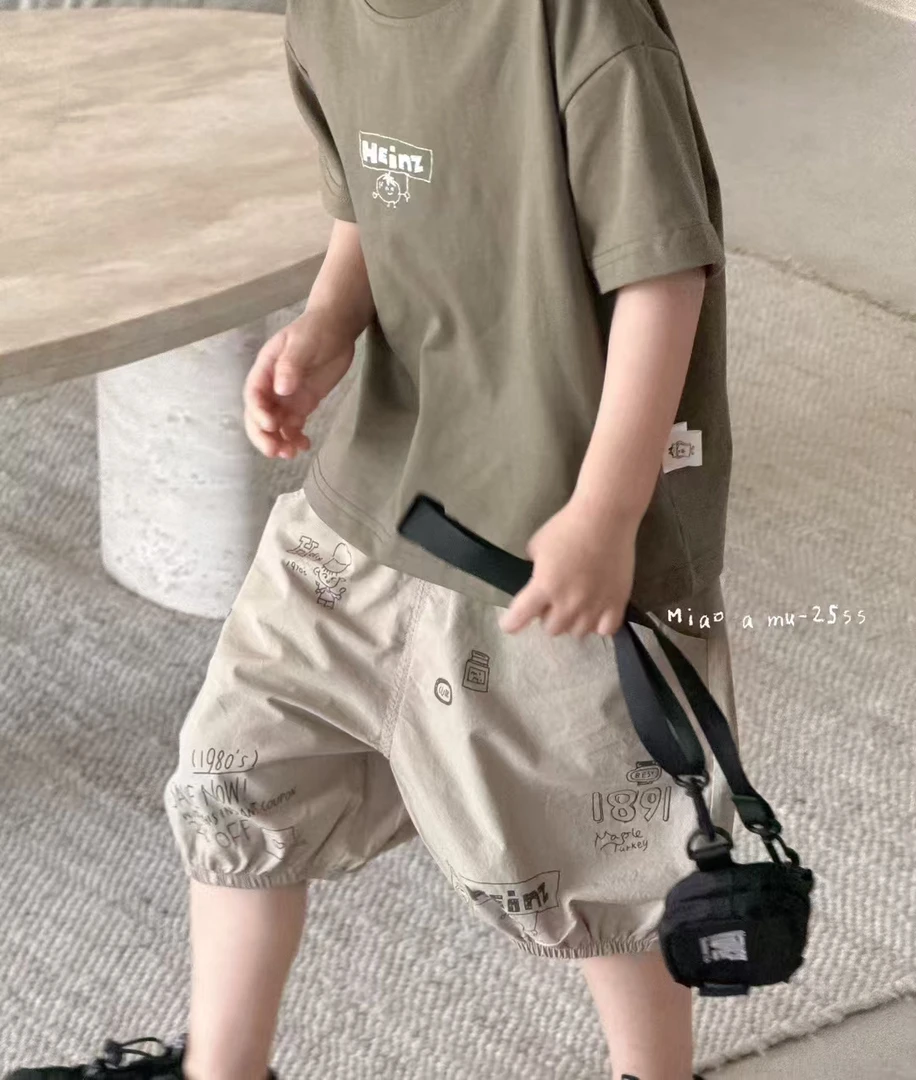 【衣乐】童品韩系多色数码印花涂鸦休闲款灯笼裤舒适纯棉夏季百搭款