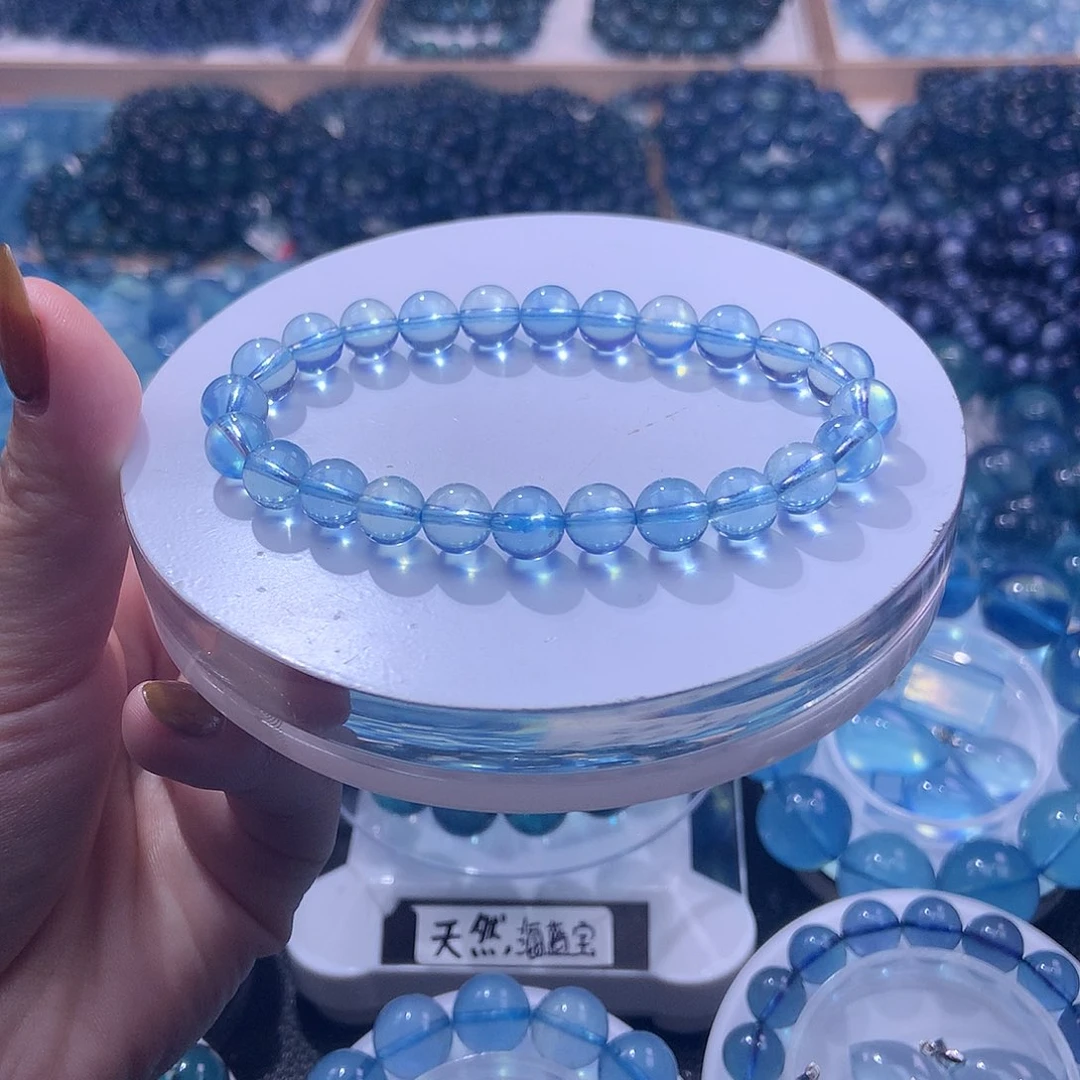 未镶嵌手串海蓝宝石冰透圣蓝7m+【450元】要拍5件