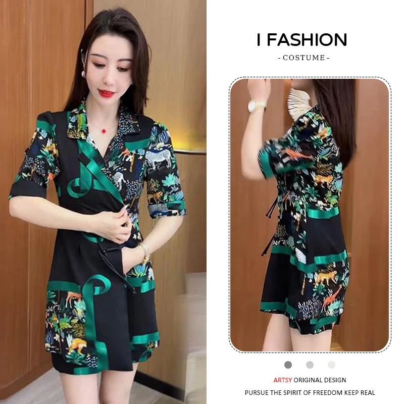 时尚套装女2025年夏季新款休闲洋气收腰显瘦短袖外套短裤两件套潮