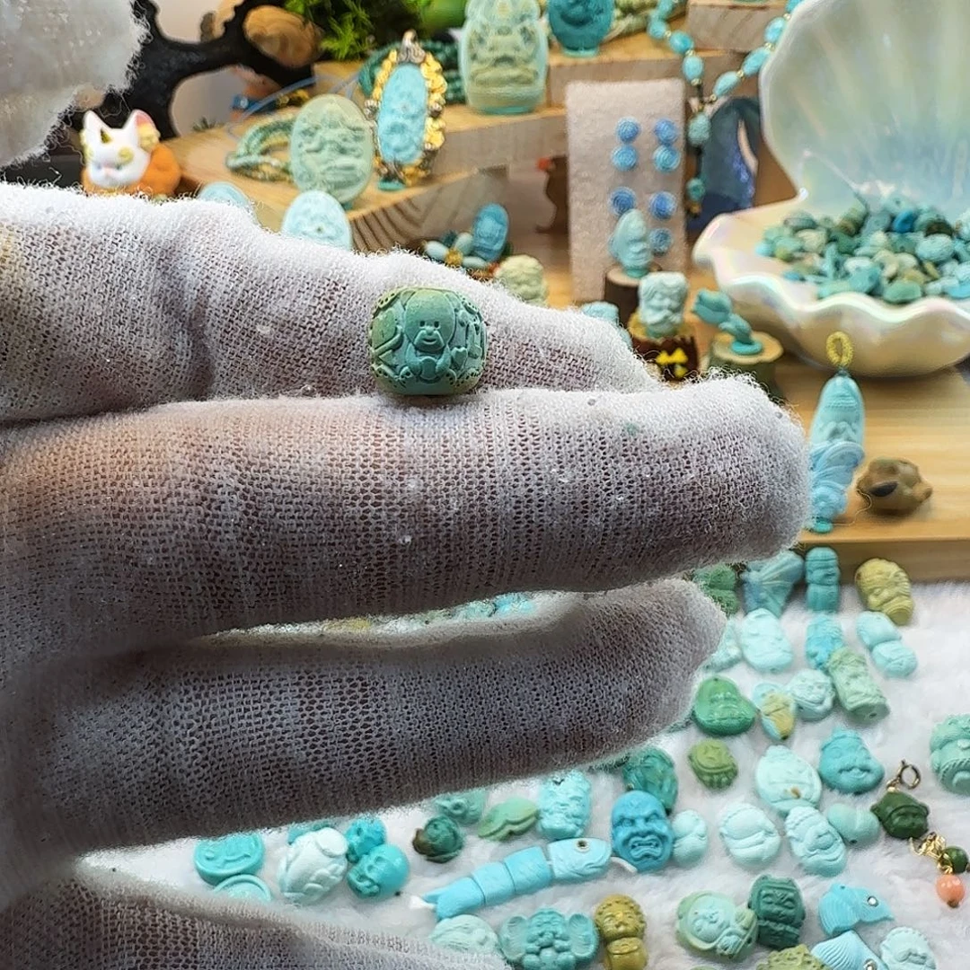 y***o绿松石未镶嵌颈饰小熊墩子