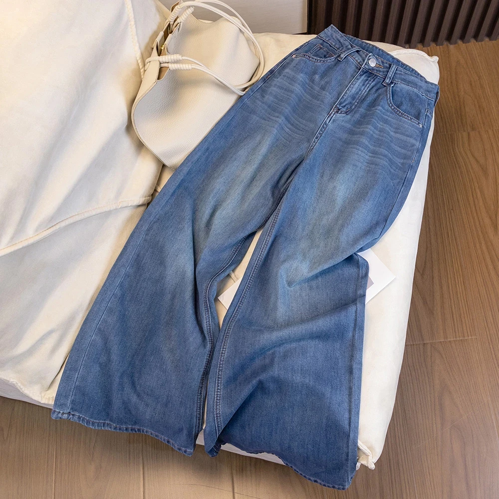 2025夏季薄款显瘦气质百搭微喇大码显瘦百搭天丝牛仔裤
