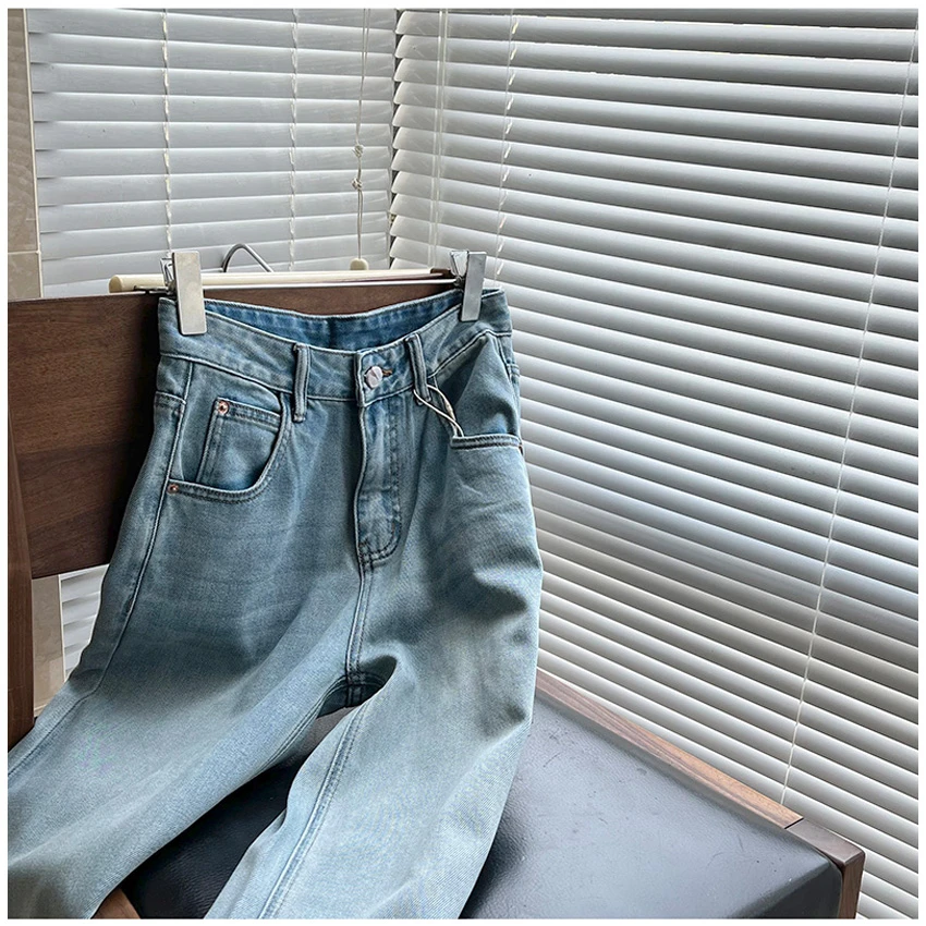 柔软百搭~夏季薄款水洗天丝棉高腰直筒牛仔裤女九分裤