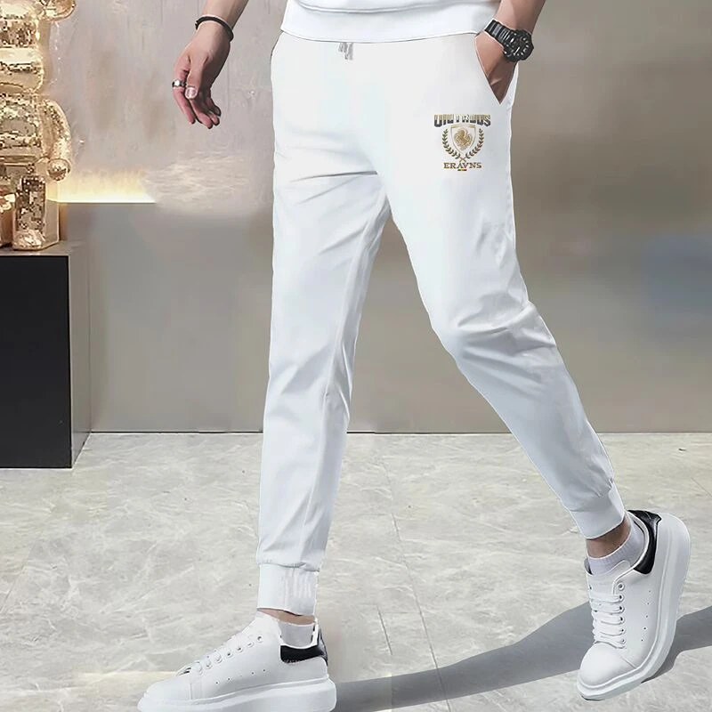 高端休闲裤男士裤子男款春秋款修身长裤百搭束脚运动男士卫裤男装